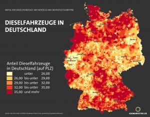 Karte zu Dieselfahrzeugen in Deutschland
