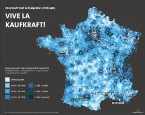 Karte zur Kaufkraft in Frankreich